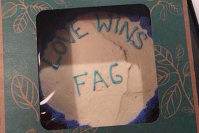 Jordan Brown's fake "fag" cake